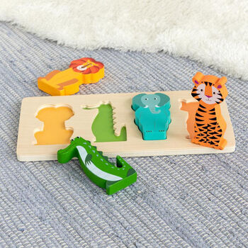 Wild Animals Wooden Puzzle Toddler Gift, 2 of 4