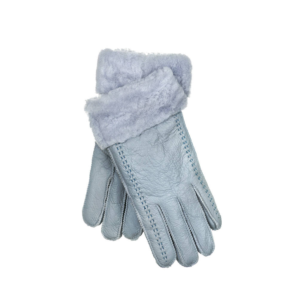 grey stitch womens sheepskin gloves by sheepers