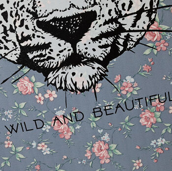 Leopard Screen Print On Vintage Wallpaper, 7 of 9