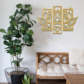 Floral Wooden Wall Art Elegant Lotus Blossom Design, 9 of 12