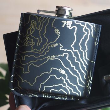 Personalised Maps And Contours Hip Flask In A Gift Box, 3 of 6