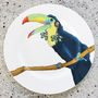 Vibrant Toucan Illustration Print Dinner Plate, thumbnail 1 of 5