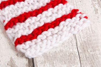 Children’s Candy Cane Christmas Scarf Beginner Knitting Kit, 5 of 9