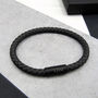 Personalised Men's Black Clasp Woven Thick Leather Bracelet, thumbnail 1 of 8