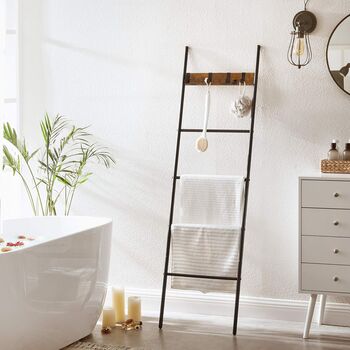 Leaning Ladder Shelf Display Towel Rack Five Tier, 3 of 9