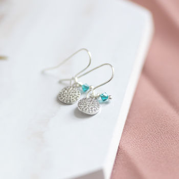 Pave Disc Birthstone Earrings, 6 of 11