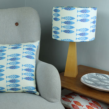 Newlyn Fish Pattern Drum Lampshade, 2 of 3