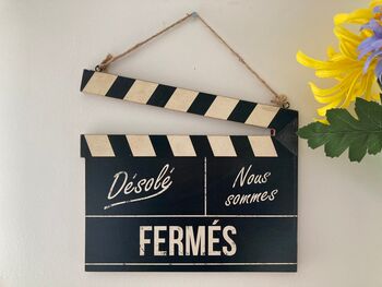 French Wooden Open And Closed Double Sided Clapper Board Sign, 5 of 6