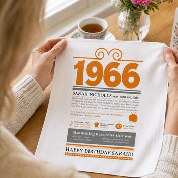 Personalised 60th Birthday 1966 Handkerchief Pair, 2 of 12