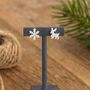 Merry Little Christmas Reindeer And Snowflake Sterling Silver Earrings, thumbnail 2 of 6