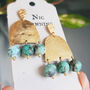 'Titans Gaia' Turquoise And Hand Beaten Brass Earrings, thumbnail 1 of 4