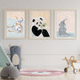Scandi Set Of Three Nursery Decor Art Print Tiger Panda, thumbnail 2 of 7