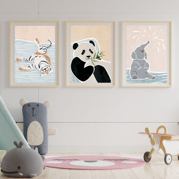 Scandi Set Of Three Nursery Decor Art Print Tiger Panda, 2 of 7