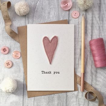 Embroidered Felt Heart Thank You Card, 3 of 3