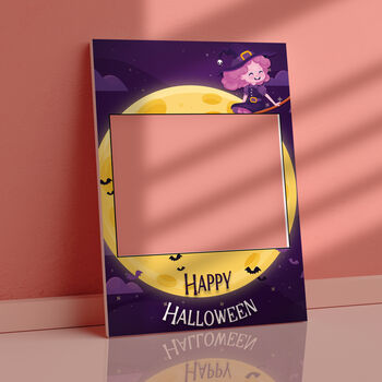 Moon And Witch Halloween Party Selfie Frame, 2 of 3