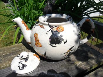 Two Cup Teapot In Hubble Bubble Witches Design, 3 of 6