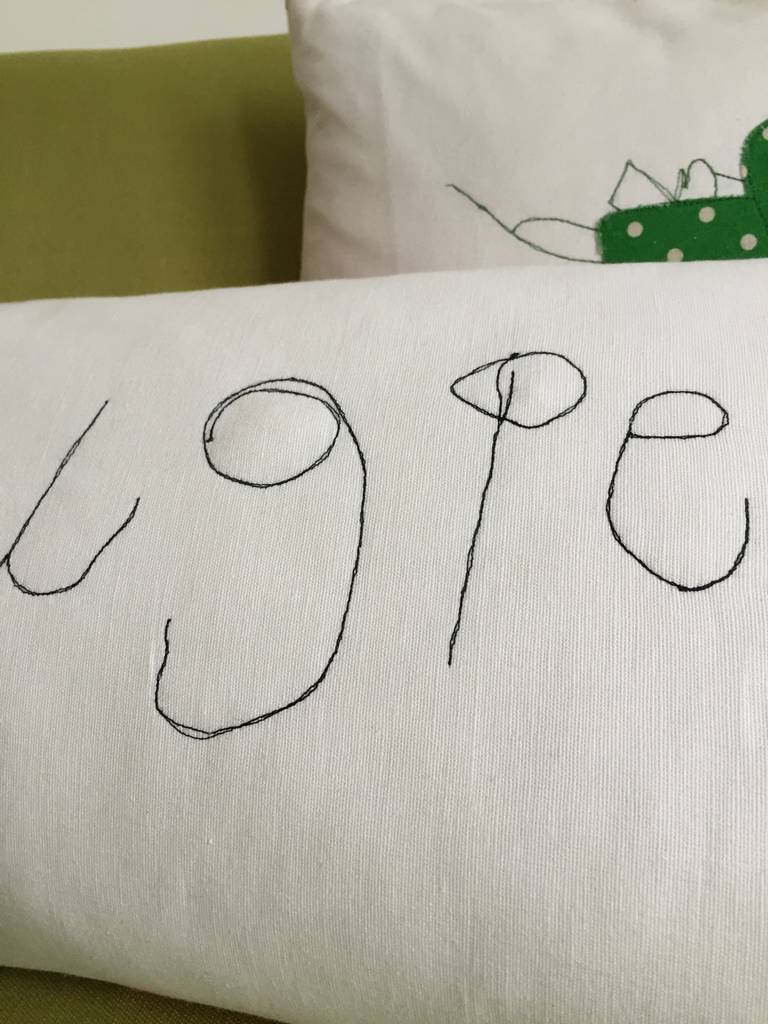 Your Child's First Hand Writing On A Cushion By Kay Buckley Designs