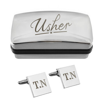 Personalised Usher Wedding Cufflinks And Box Set, 3 of 3
