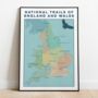 National Trails Of England And Wales Map Art Print, thumbnail 5 of 8