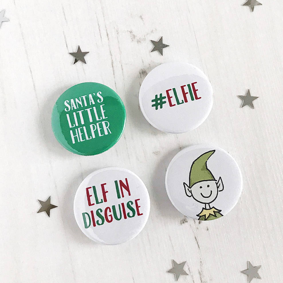 Christmas Elf Badges, Set Of Four By Cloud 9 Design