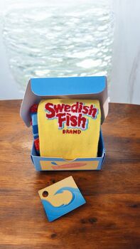 Swedish Fish Socks Gift Set – One Size Handcrafted Box, 3 of 7
