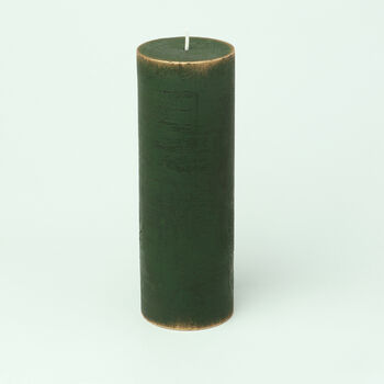 G Decor Fern Green Gold Antique Style Pillar Candles, 3 of 5