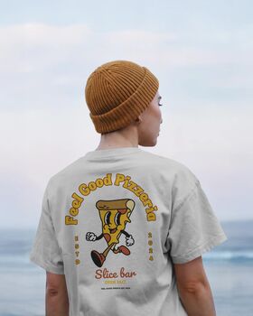 Feel Good Pizzeria, Unisex Graphic T Shirt, 3 of 9