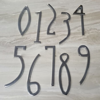 Art Deco Matte Black And Chrome House Door Numbers, 4 of 4