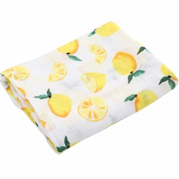 Muslin Square Baby Shower Burp Cloth Lemon Set Of Three, 4 of 5