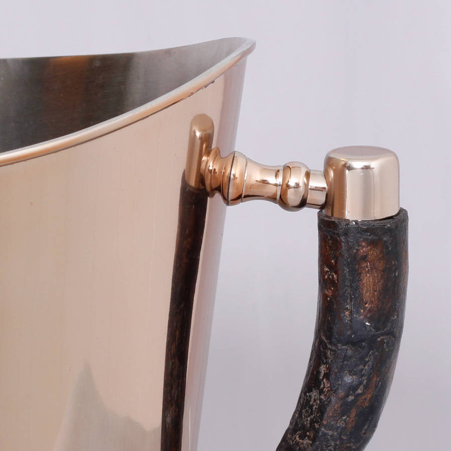 Large Luxury Brass Wine Bottle Cooler With Bark Handles By Dibor