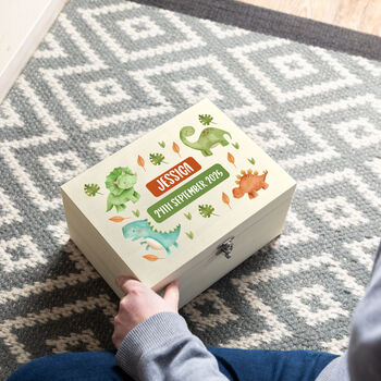 Personalised Dinosaur Keepsake Box Gift For Children, 5 of 6