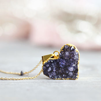 Diamond And Druzy Love Heart Necklace, 5 of 11