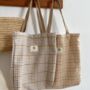 Beige Houndstooth Flannel Large Tote Bag For Women, thumbnail 8 of 9