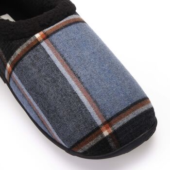 Freddie Blue Check Mens Slippers Indoor/Garden Shoes, 7 of 8