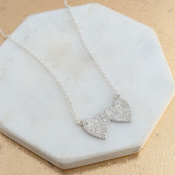Personalised Fingerprint Double Heart Necklace, 3 of 6