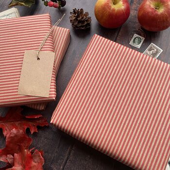 Red Stripe Paper Fibre Christmas Wrapping Paper Set, 8 of 12