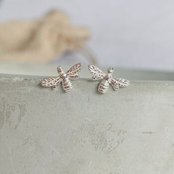 Sterling Silver Bee Earrings, Bee Mine, 2 of 5