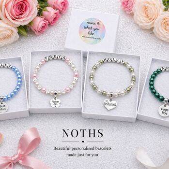 Personalised Flower Girl Bracelet Custom Name Wedding Gift, 3 of 12