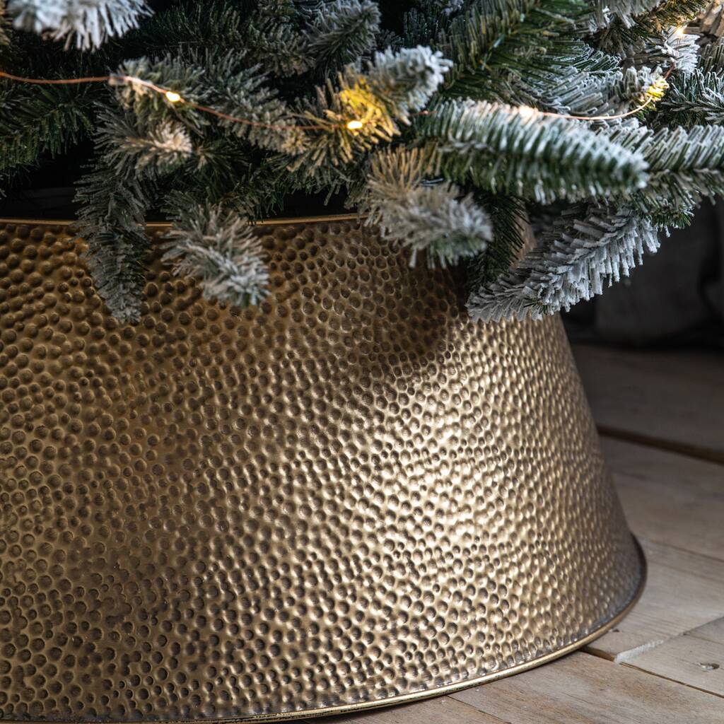 Hammered Gold Metal Christmas Tree Skirts By Primrose & Plum