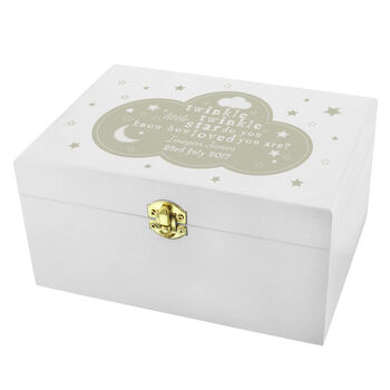 Personalised White Wooden New Baby Keepsakes Box, 4 of 4