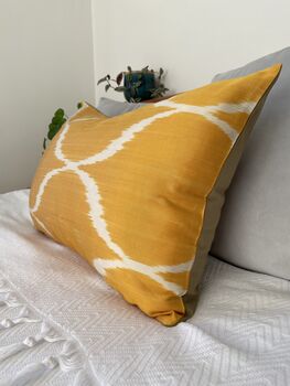 Silk Ikat Yellow Cushion Cover, 2 of 7