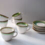 Green Set Of Six Handmade Porcelain Tea Cup With Saucer, thumbnail 11 of 12