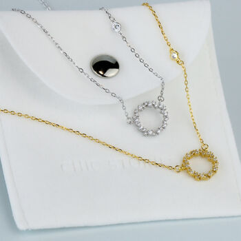 Sterling Silver Crystal Cluster Pendant Necklace, 6 of 7