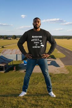 Adventure Starts At 10,000 Feet Skydiving T Shirt, Sweatshirt Or Tote Bag Gift, 4 of 10