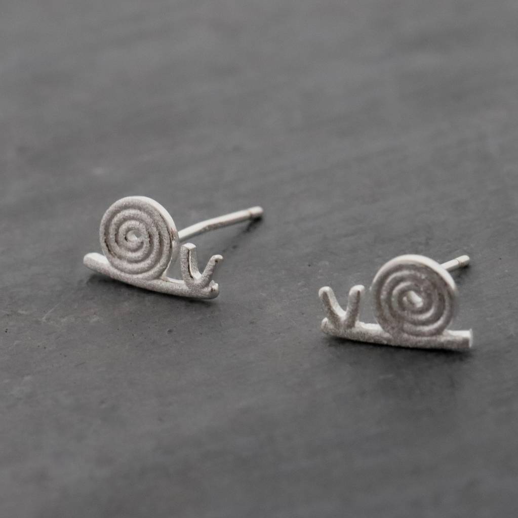silver snail earrings by attic