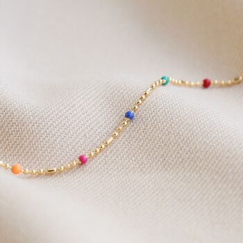 Rainbow Enamel Bead Chain Necklace In Gold Plating, 3 of 5