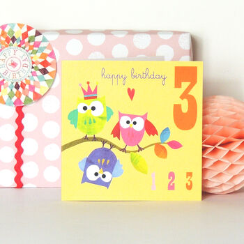Owls 3rd Happy Birthday Card, 4 of 5