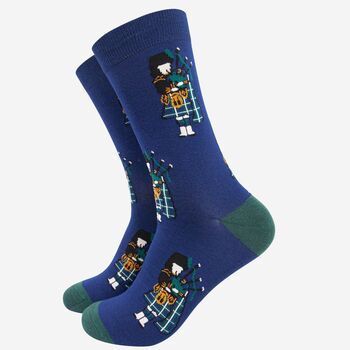 Men's Scottish Piper Bamboo Socks In Blue, 2 of 4