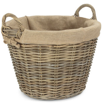 Rattan Log Basket With Hessian Lining, 2 of 5