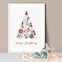 Merry Christmas Scandi Christmas Tree Art Print, thumbnail 1 of 4